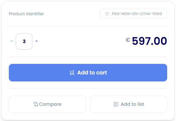 Selecting product quantity and clicking 'Add to cart'