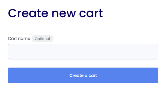 Naming a cart before creating it