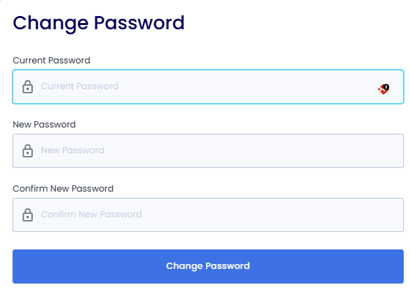 Password change form with current and new password fields