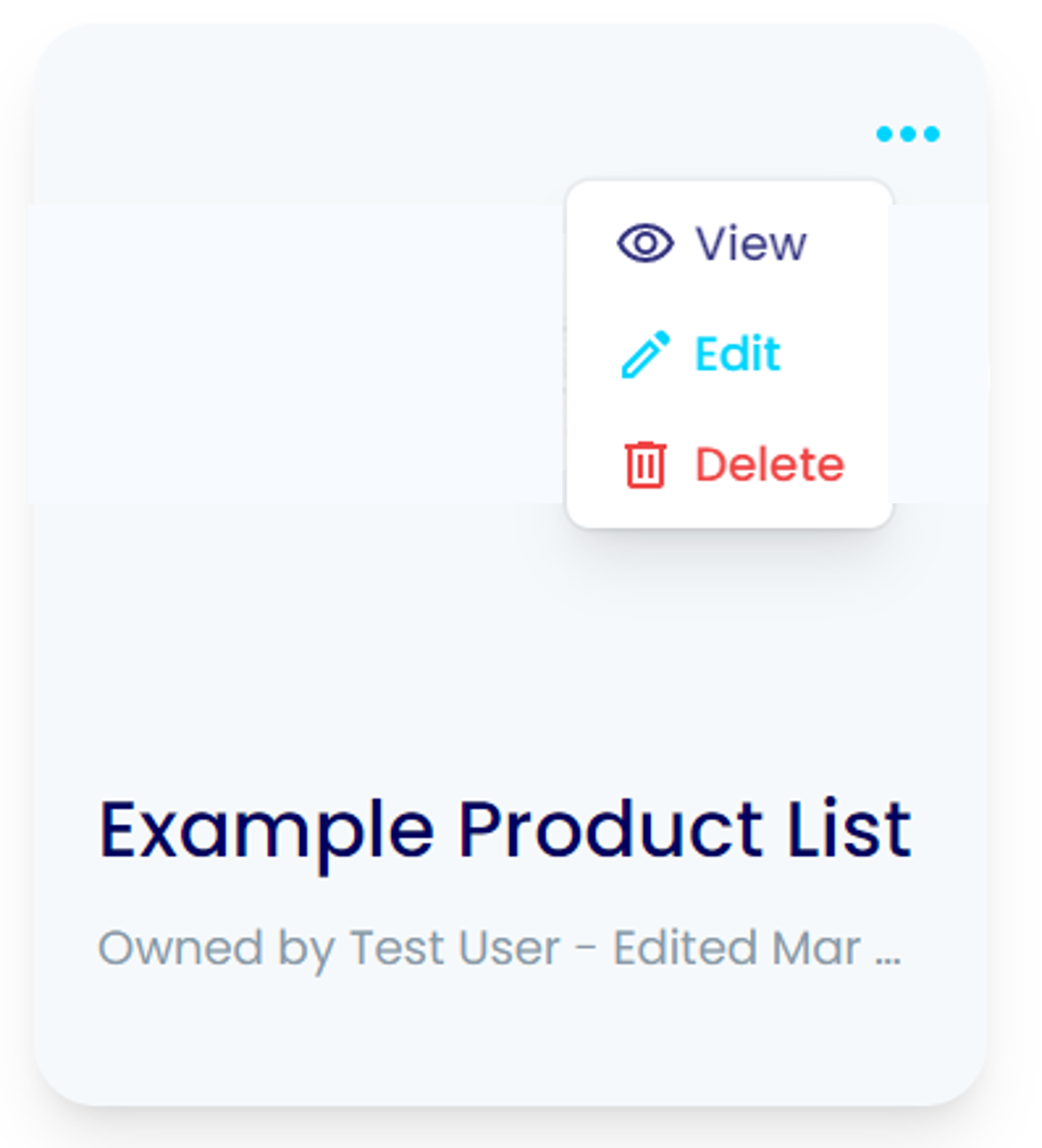 Clicking the menu on a list to either edit the name or delete the list