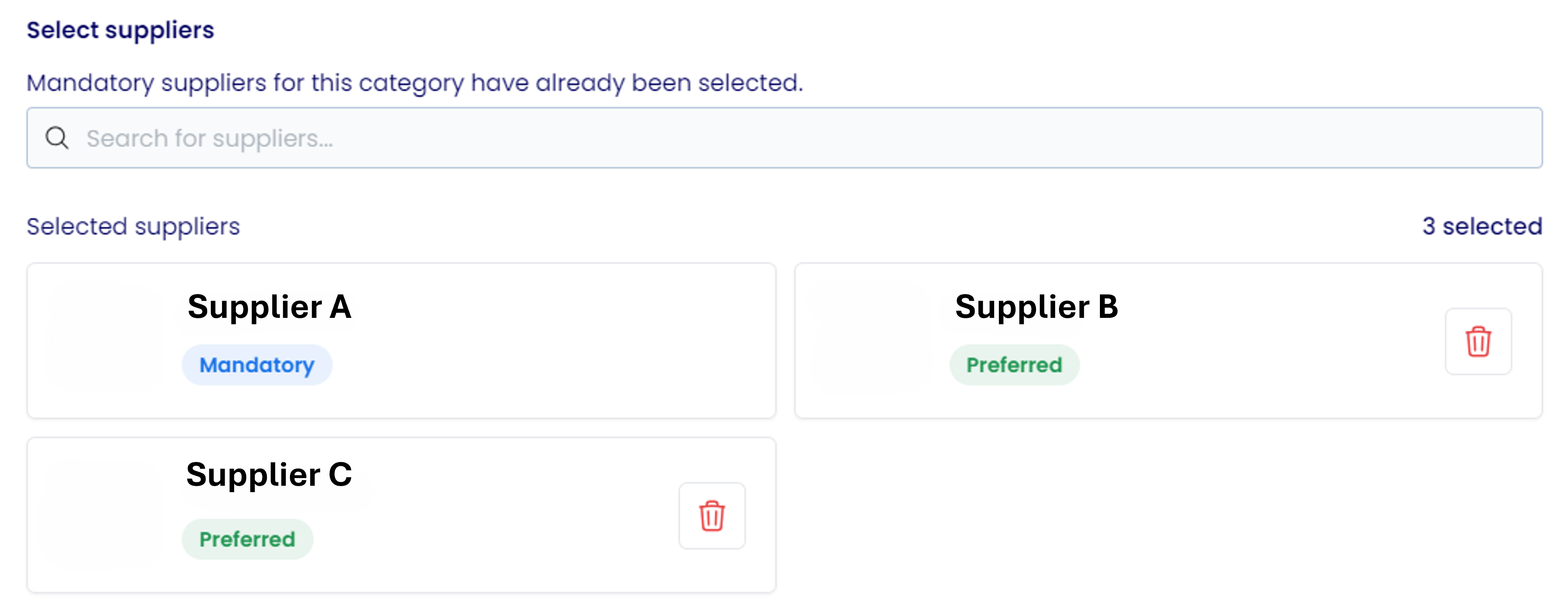 Mandatory and preferred suppliers