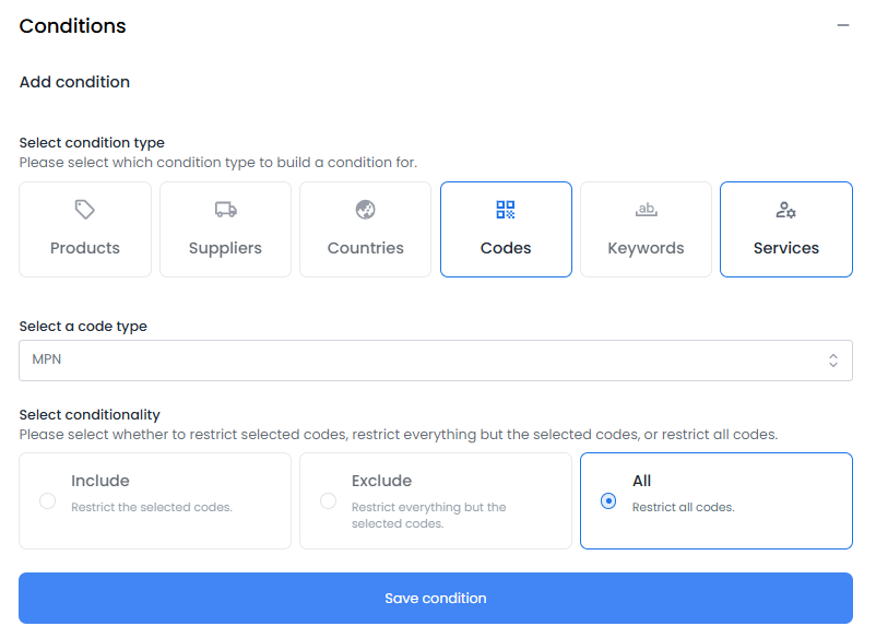 Configuring a condition