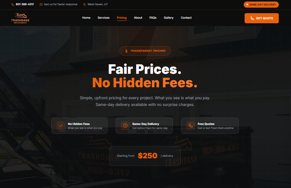 The Trash Dash website
