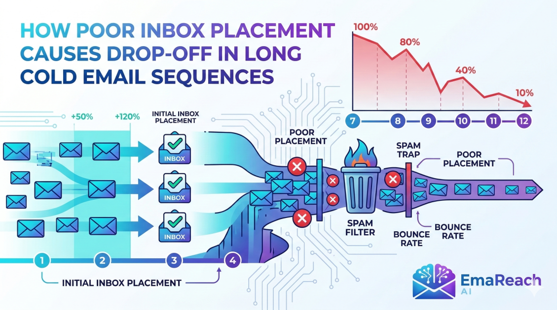 How Poor Inbox Placement Causes Drop-Off in Long Cold Email Sequences