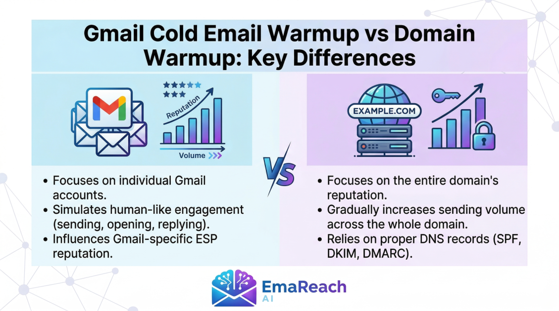 Gmail Cold Email Warmup vs Domain Warmup: Key Differences