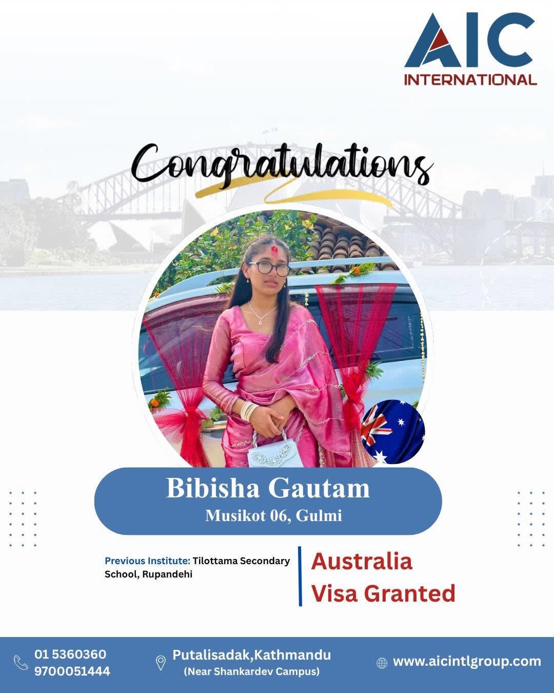 Bibisha Gautam — Australia Visa Approval