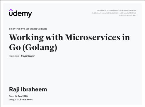Working with Microservices in Golang Certificate