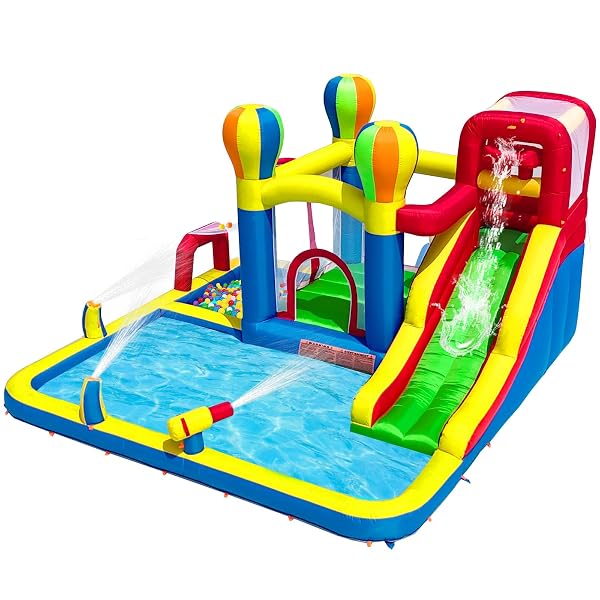 Baralir Bounce House with Water Slide and 4 Sprinklers