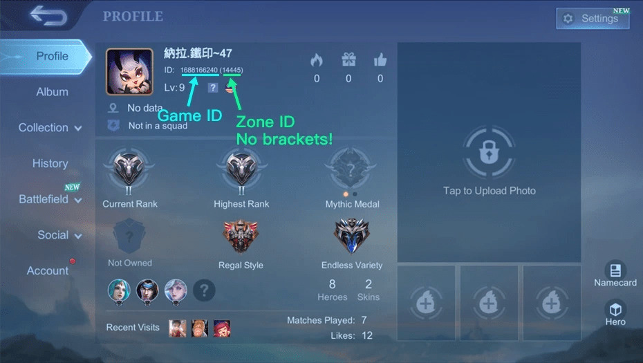 Où trouver ton UID dans Mobile Legends