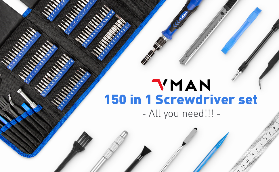 VMAN 150 in 1 Precision Screwdriver Set Repair Tool Kits with