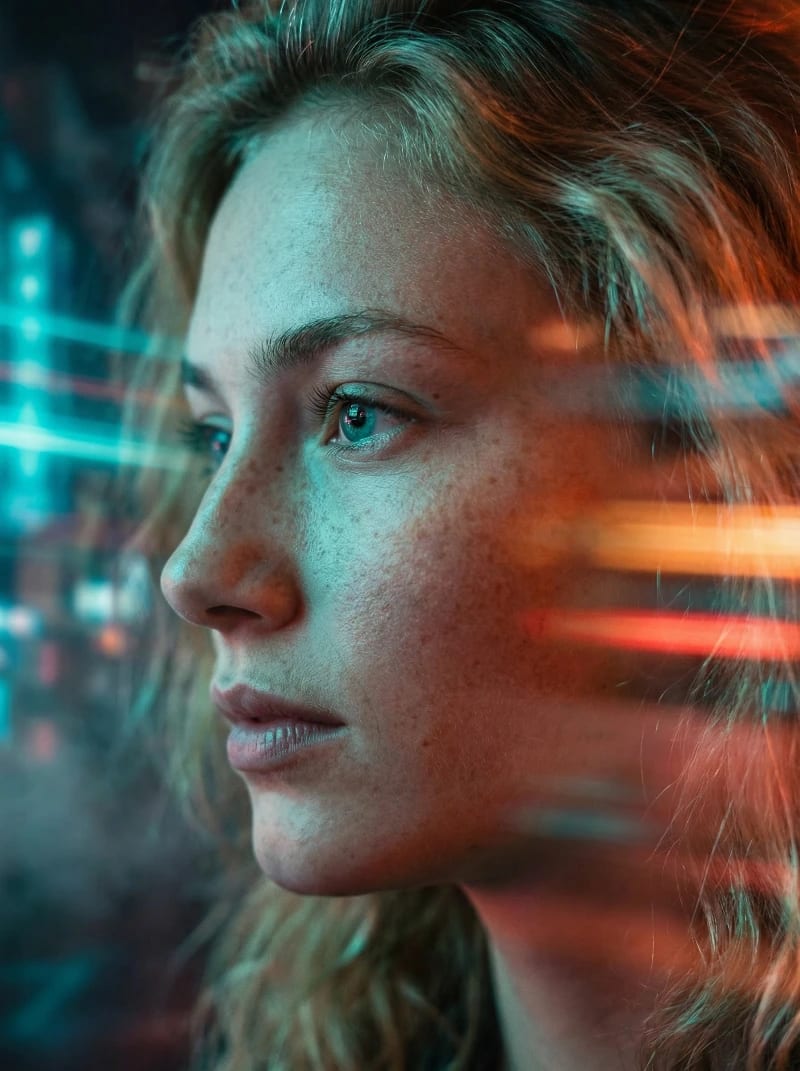 Cyber-Cinematic Neon Portrait