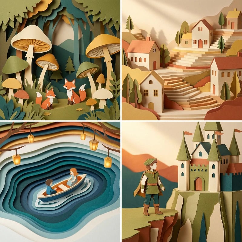 Whimsical Paper Cut Dioramas