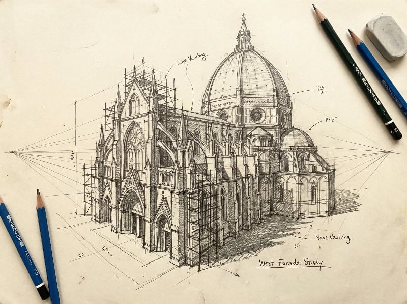 Gothic Cathedral Sketch WIP