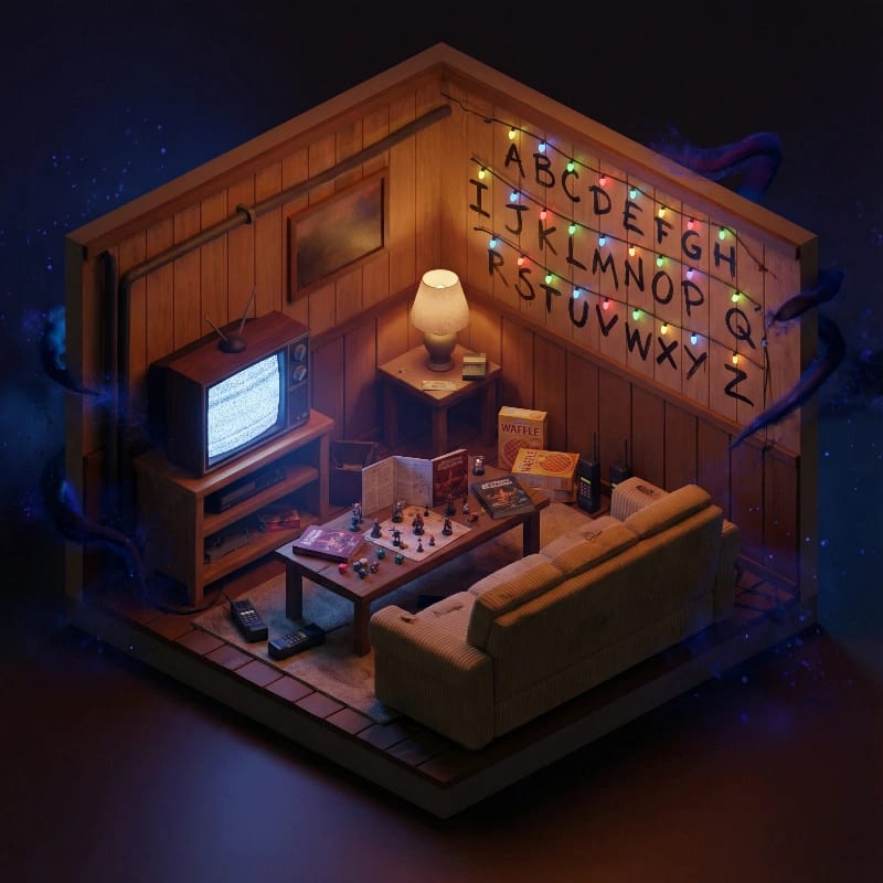 80s Stranger Things Basement 3D