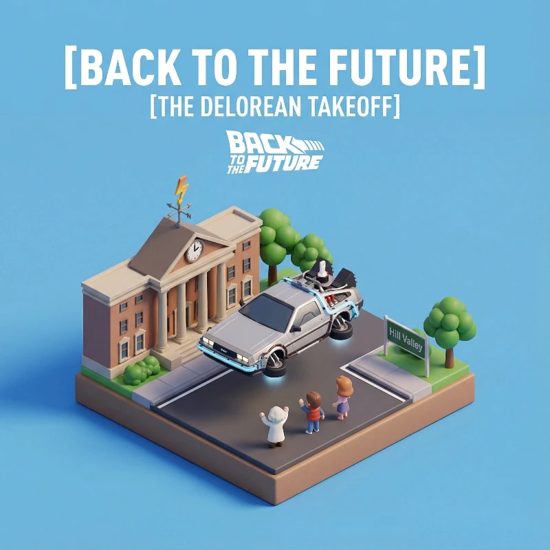 BTTF DeLorean Isometric Diorama