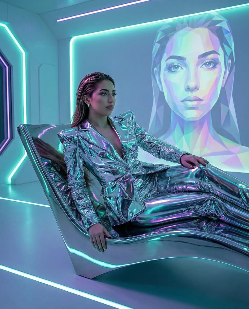 Futuristic Chrome Fashion Portrait