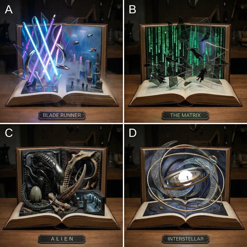 Sci-Fi Kinetic Book Sculptures
