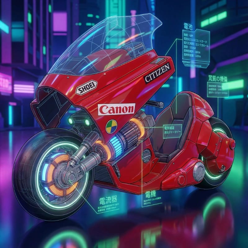 Futuristic Kaneda Bike Cutaway