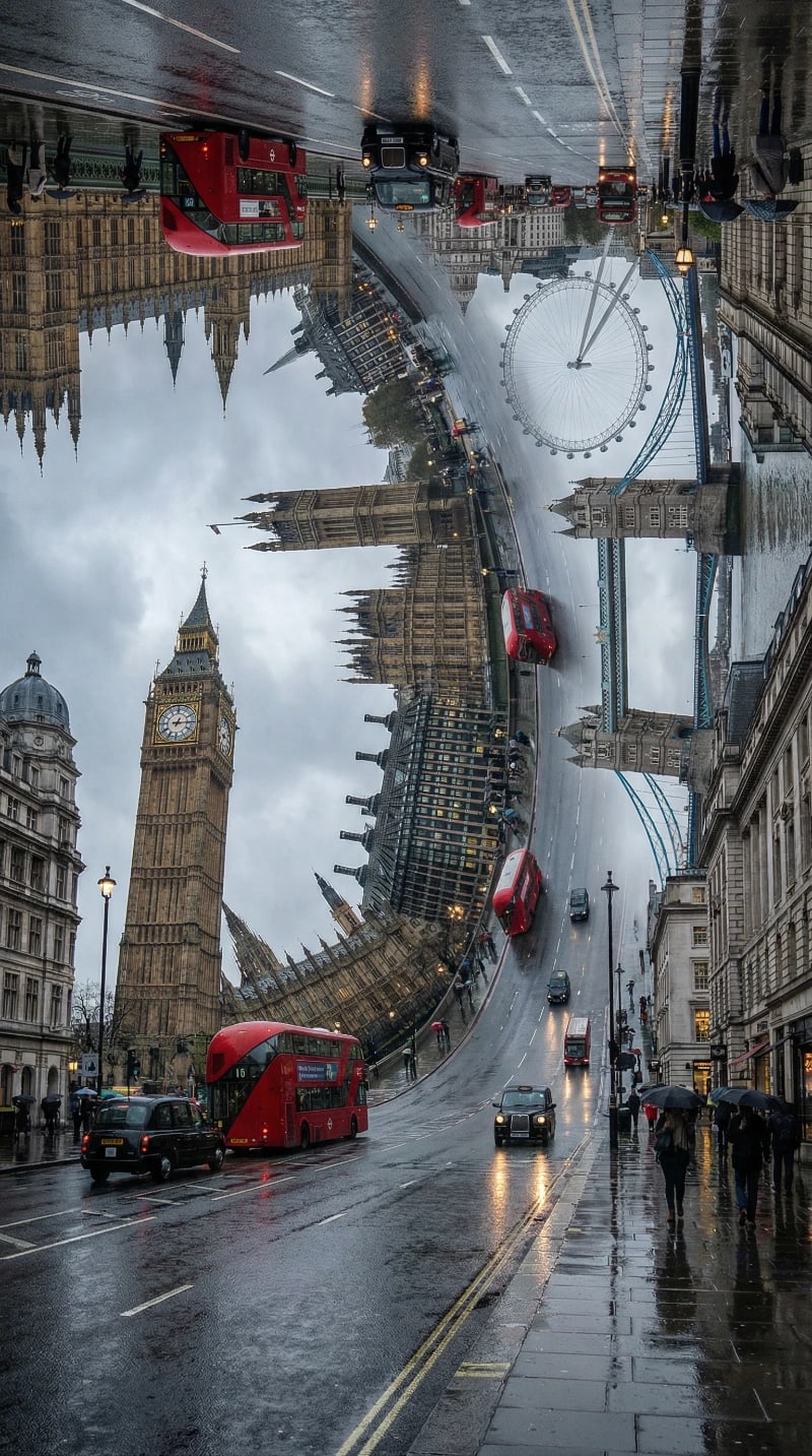 Gravity-Bent London Rain