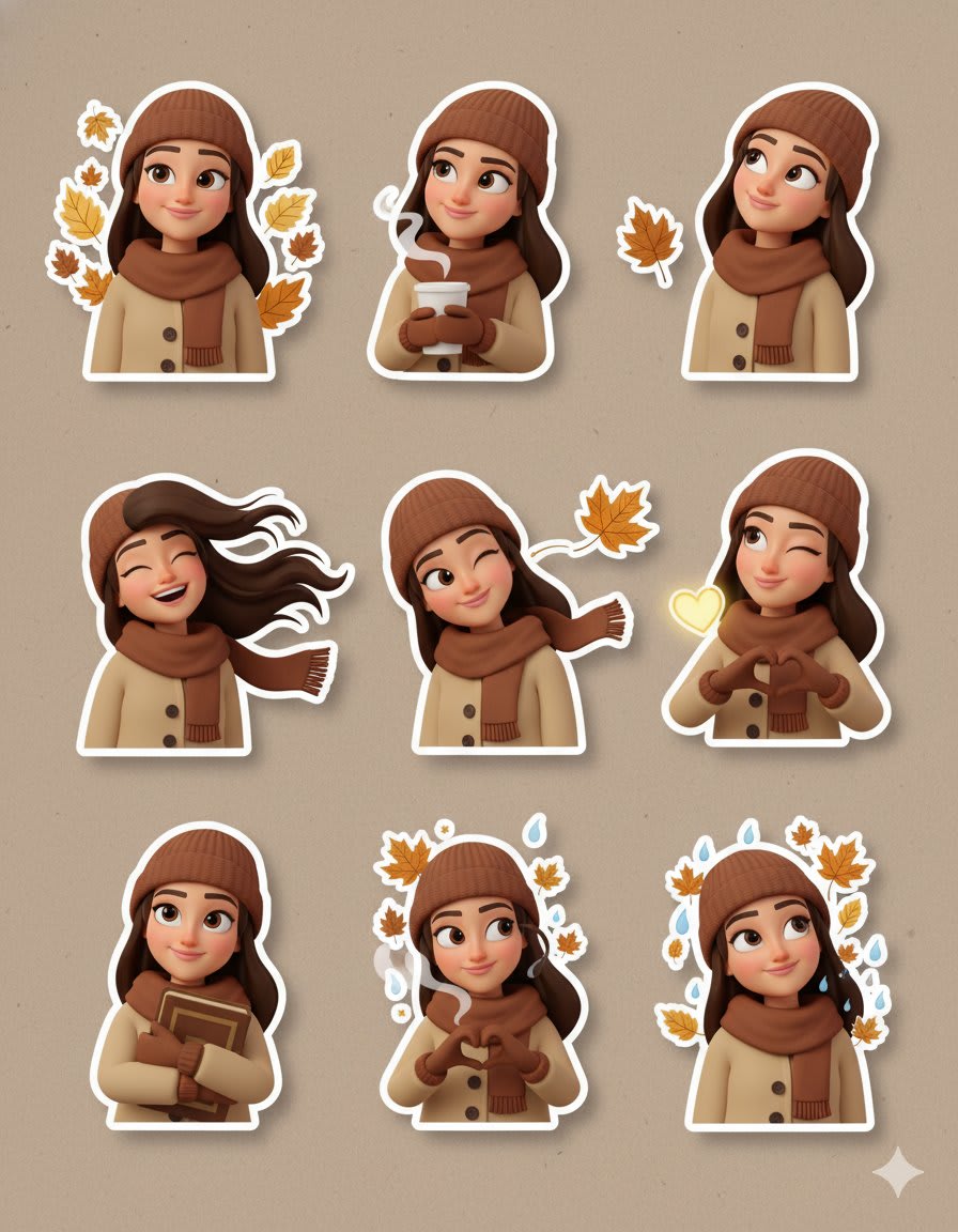 Cozy November: Your Photo Transformed into Whimsical Stickers!