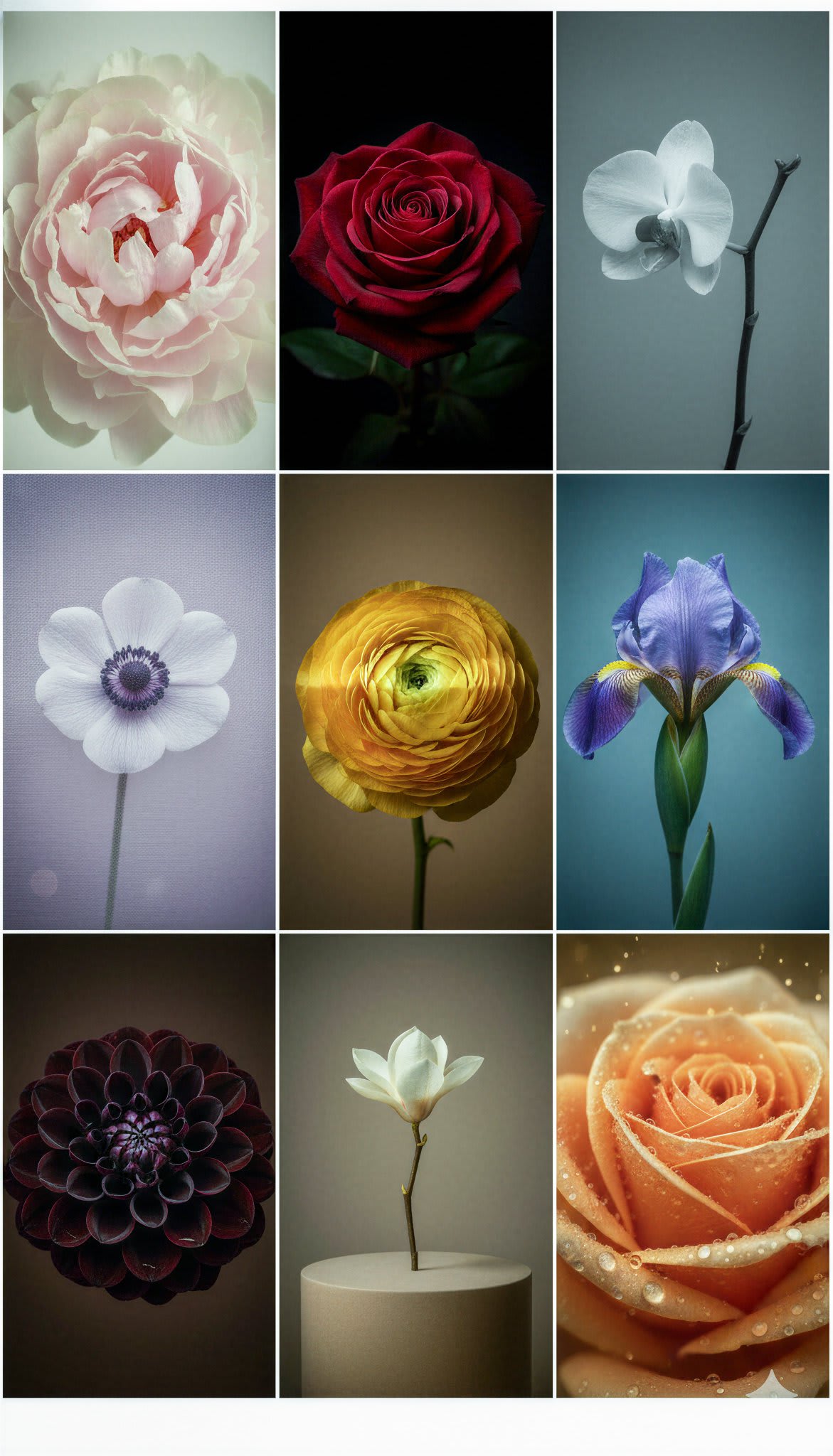 Luxury 3×3 Cinematic Floral Portrait Grid