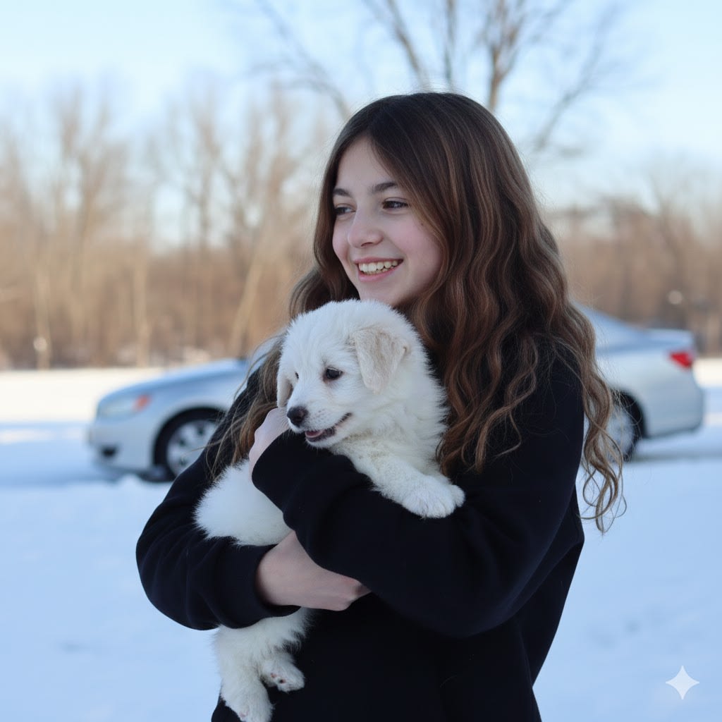 Winter Whimsy: A Girl and Her Puppy in the Snow