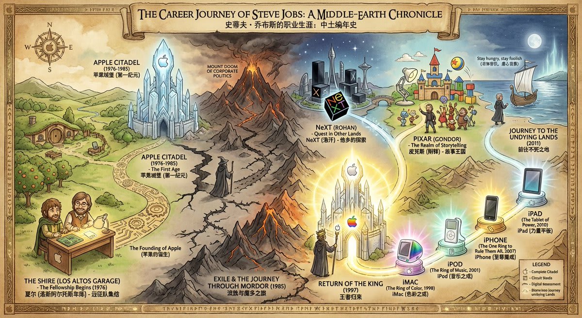 Mapping Steve Jobs' Epic Journey in a Middle-earth Adventure