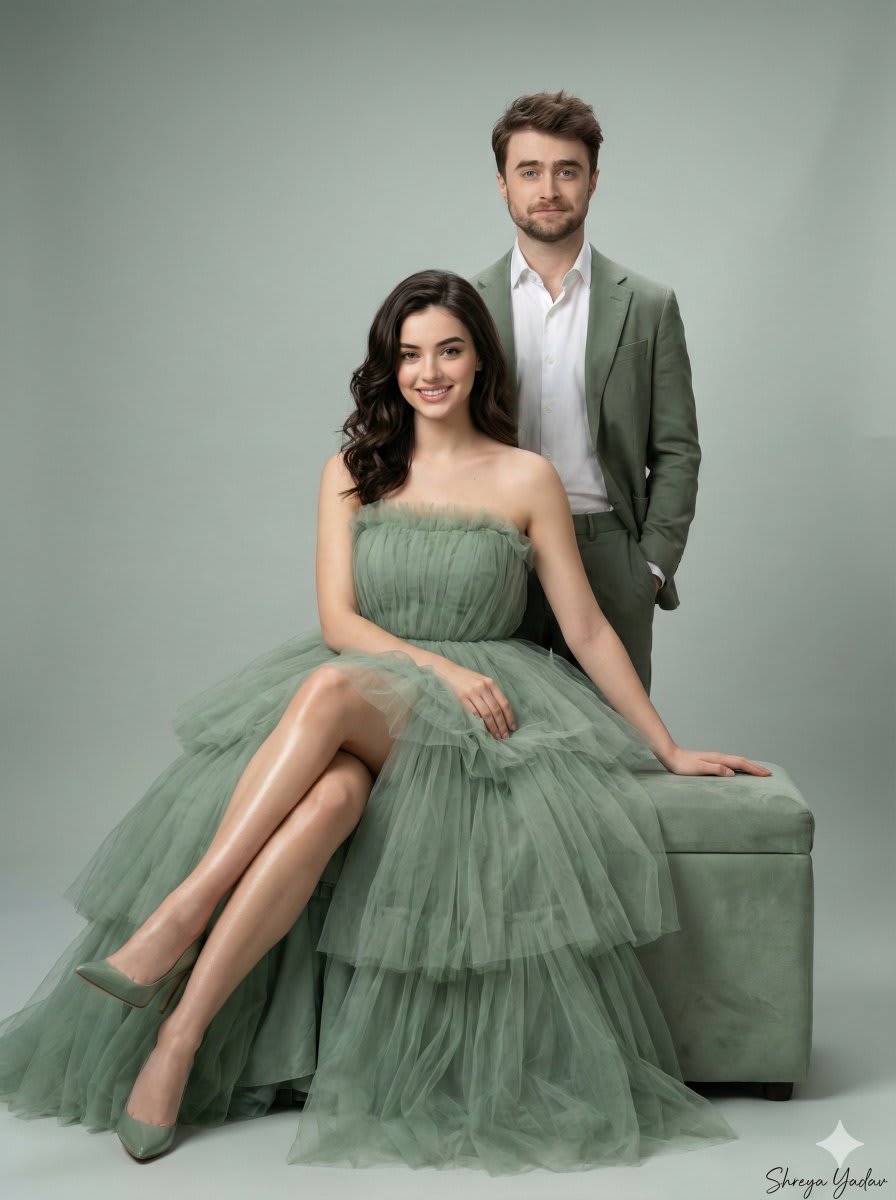Elegance in Sage: A Romantic Fashion Portrait