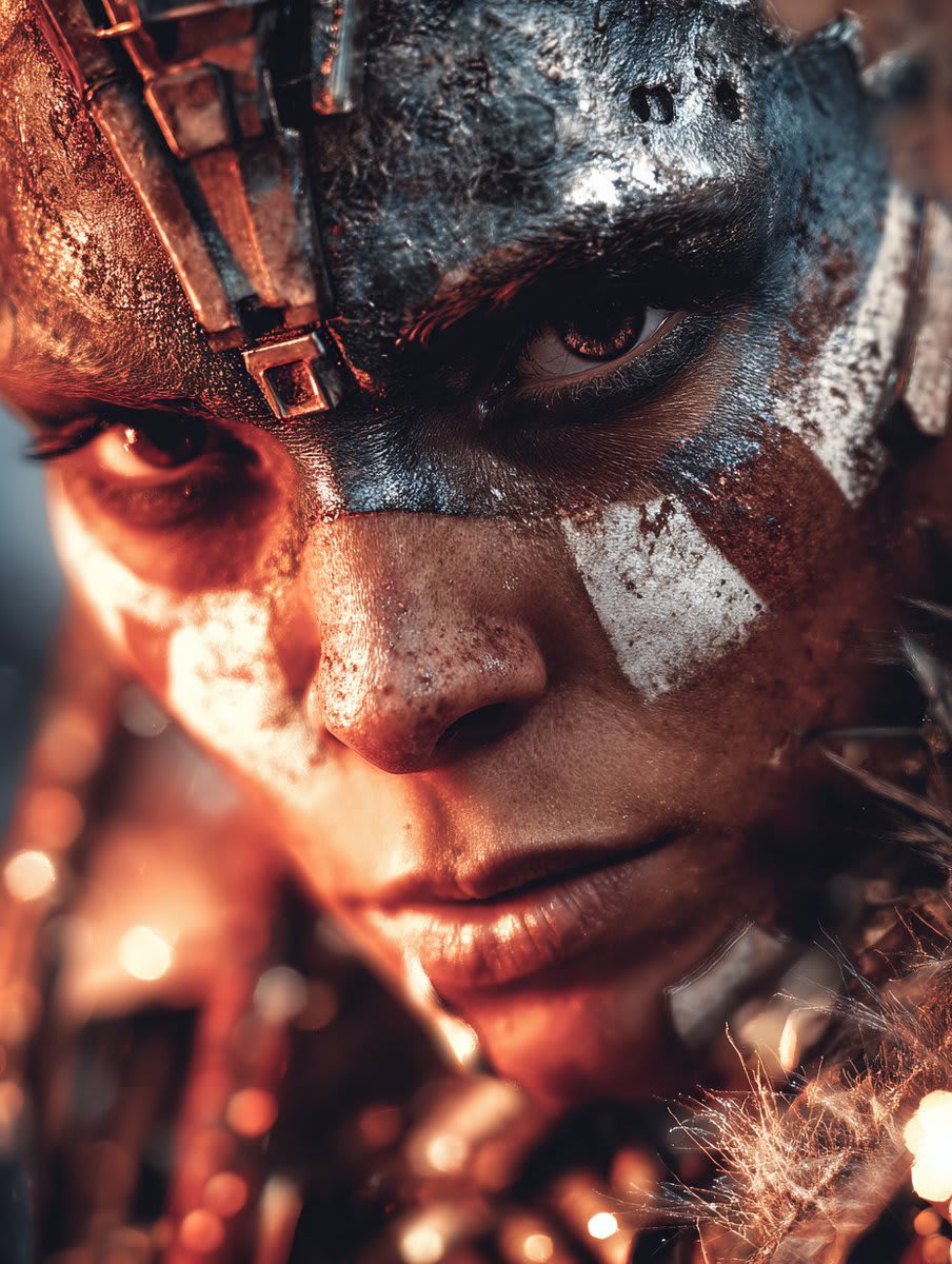 Cyborg Elegance in a Dystopian Landscape