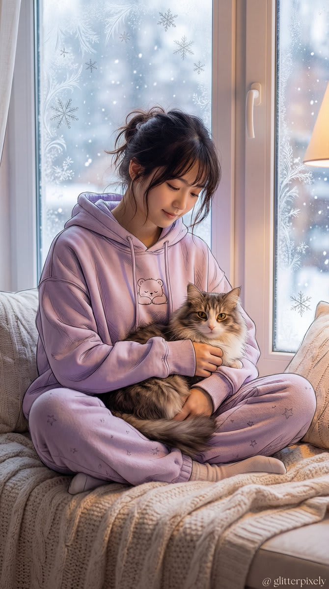 Cozy Kawaii Bliss: A Winter Portrait of Comfort