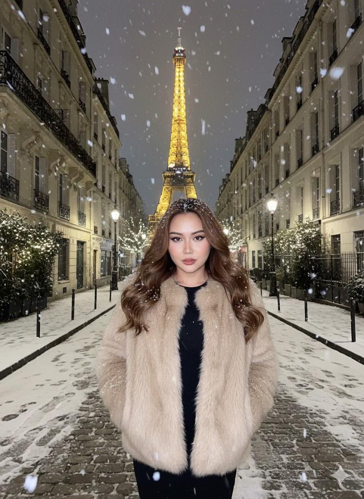 A Snowy Night in Paris: Elegance Meets Dreamy Vibes