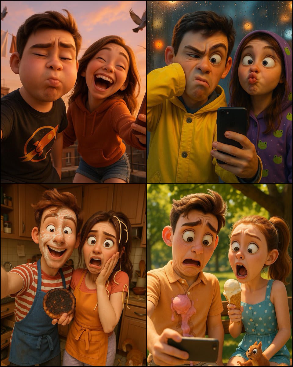 Sneezes & Smiles: A Pixar-Perfect Selfie Moment
