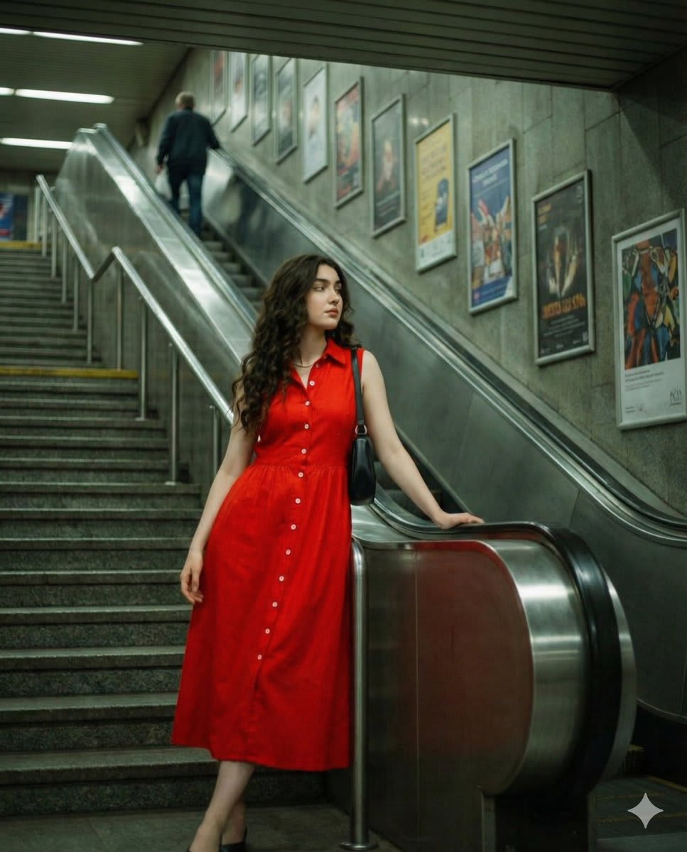 Vintage Vibes: A Subway Portrait in Red