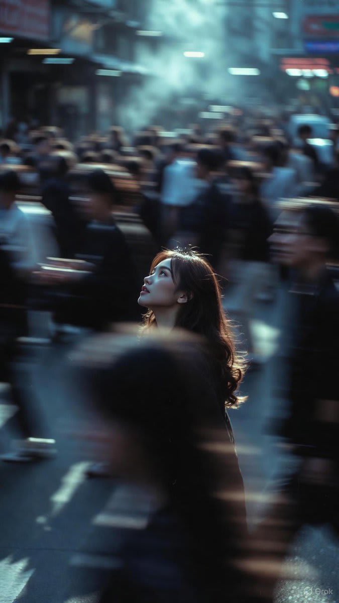 Lonely Stillness Amidst Urban Chaos