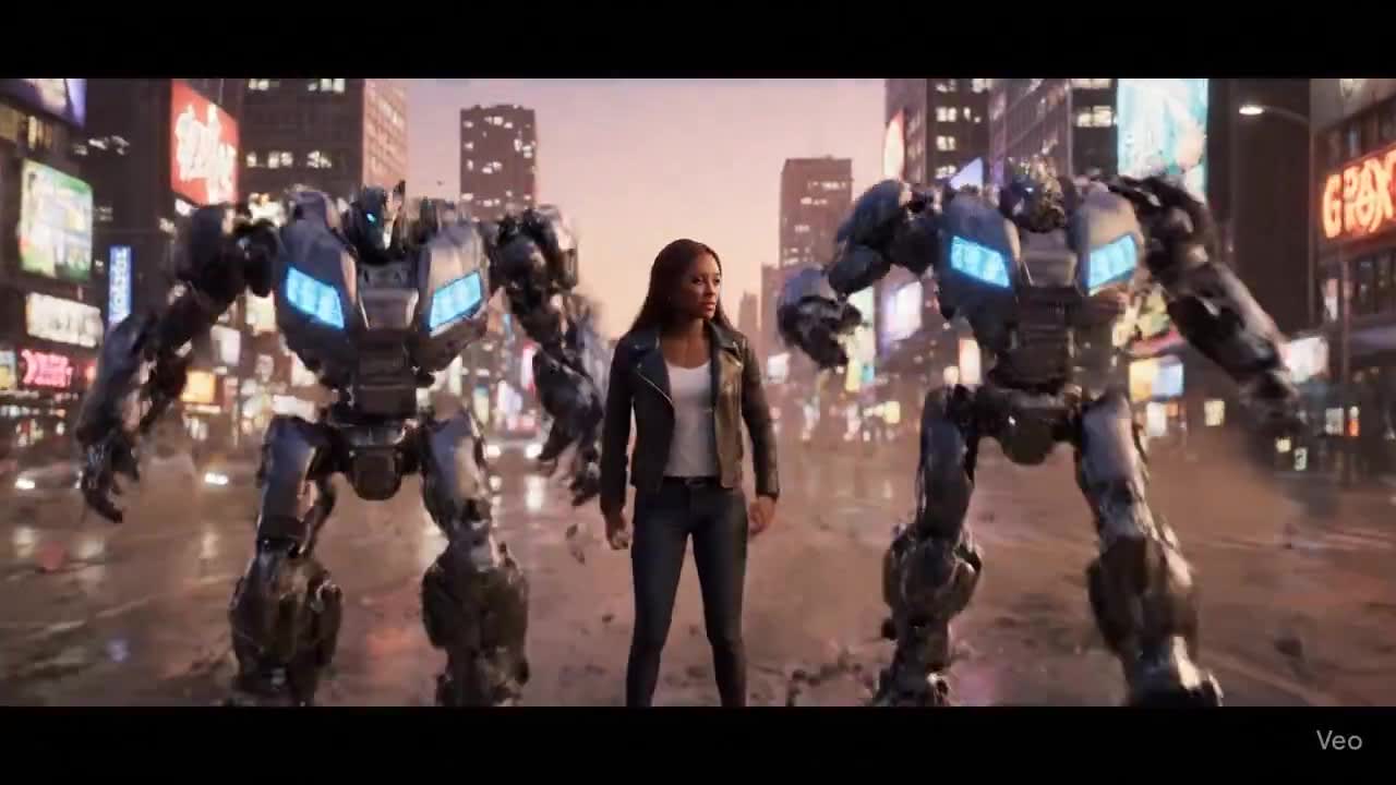 Sunset Transformers: Robots Rise in a Futuristic City