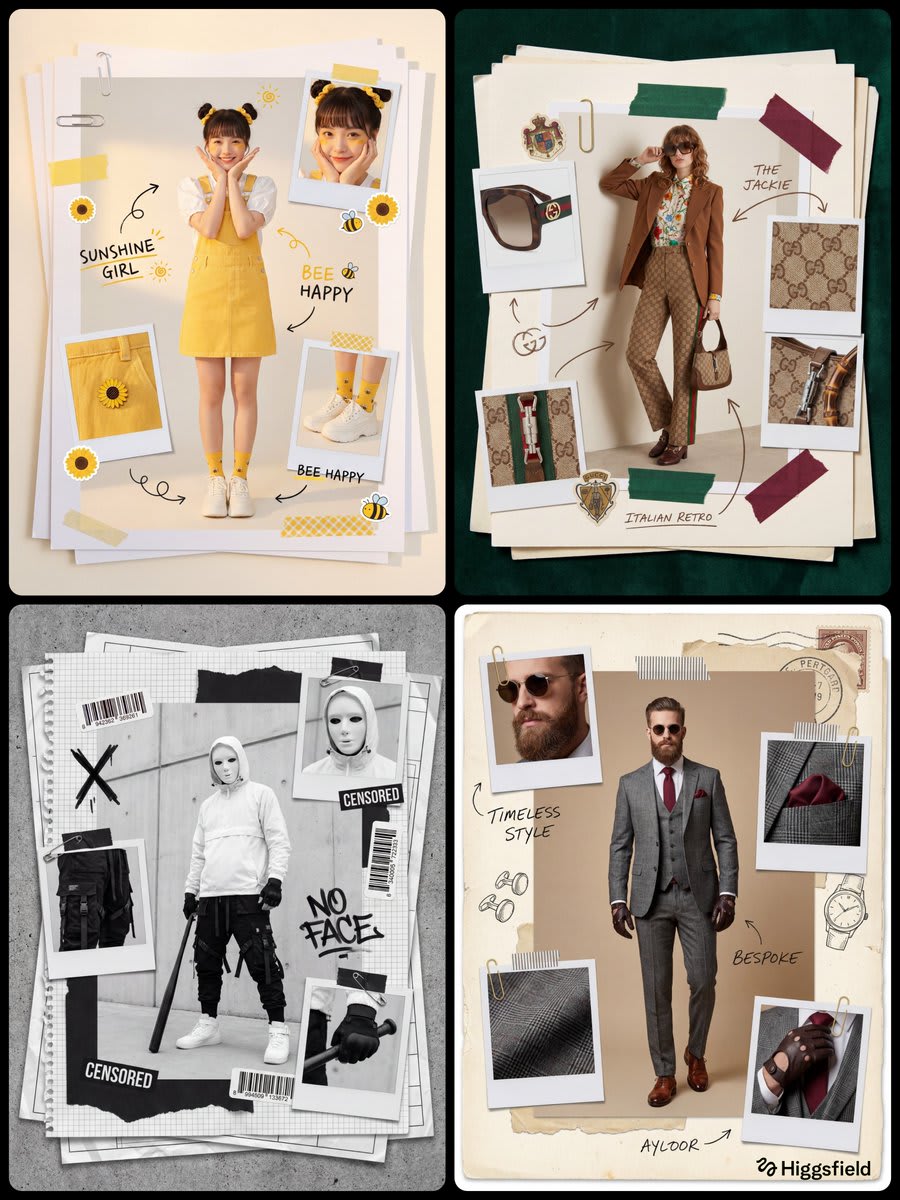 Social Media Post - Fashion Scrapbook Page Layout Prompt Template