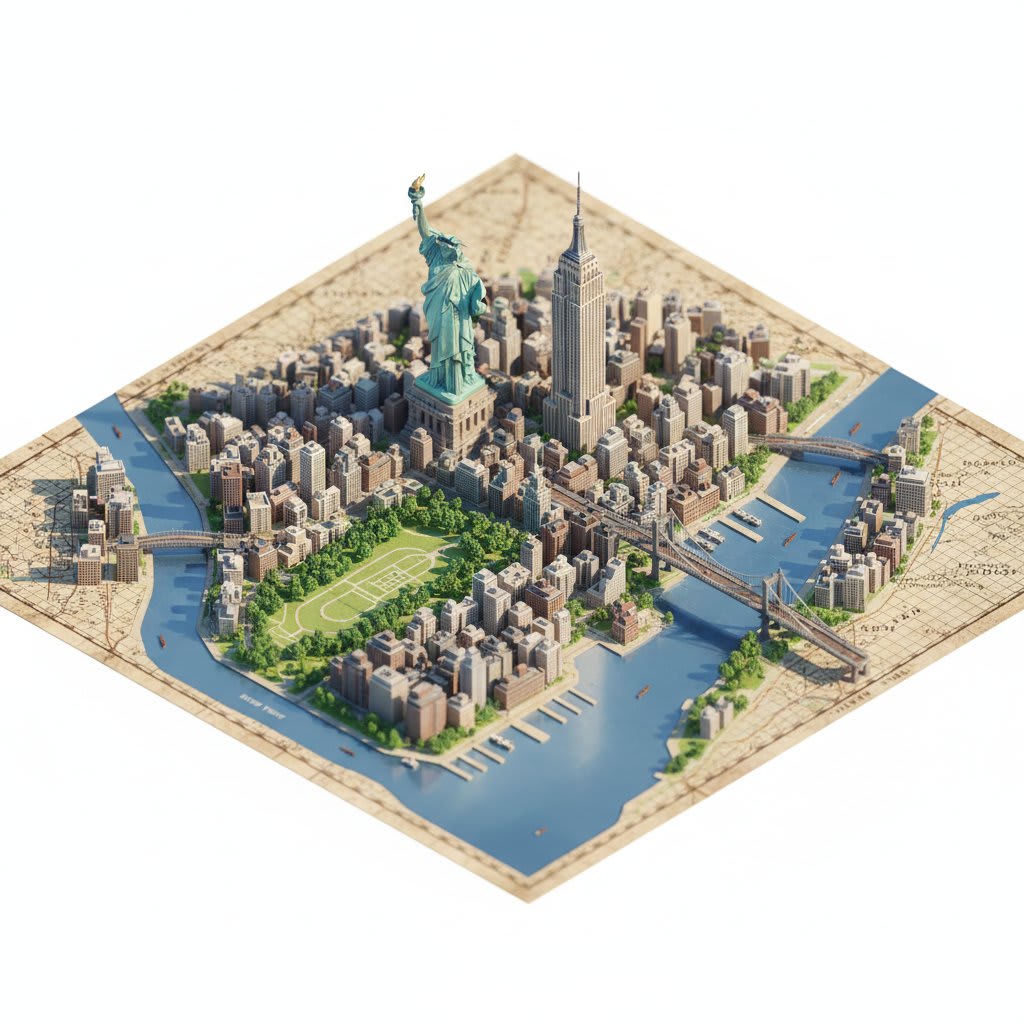 Infographic / Edu Visual - Photorealistic Diorama Isometric Map Prompt