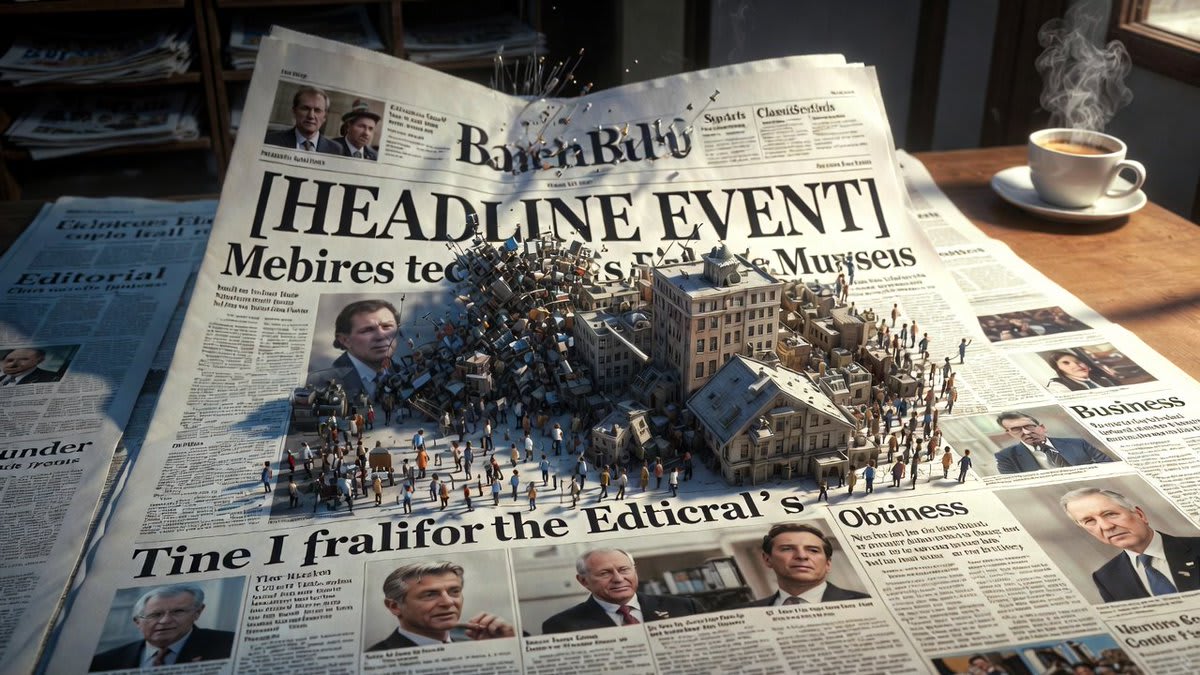 Infographic / Edu Visual - Newspaper Mid-Unfold Diorama Prompt