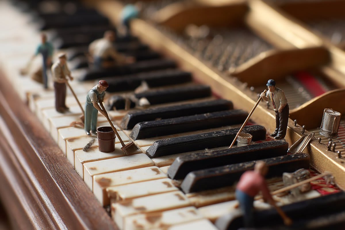 Tilt-shift Photo Of A Grand Piano