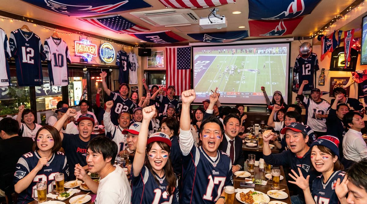 日本人Nflファンのペイトリオッツ応援風景画像