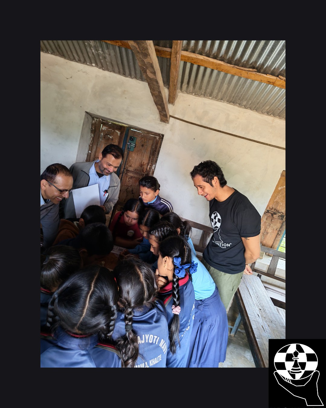 Students in an interactive chess lesson