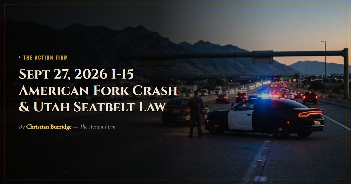 Sept 27, 2026 I-15 American Fork Crash & Utah Seatbelt Law