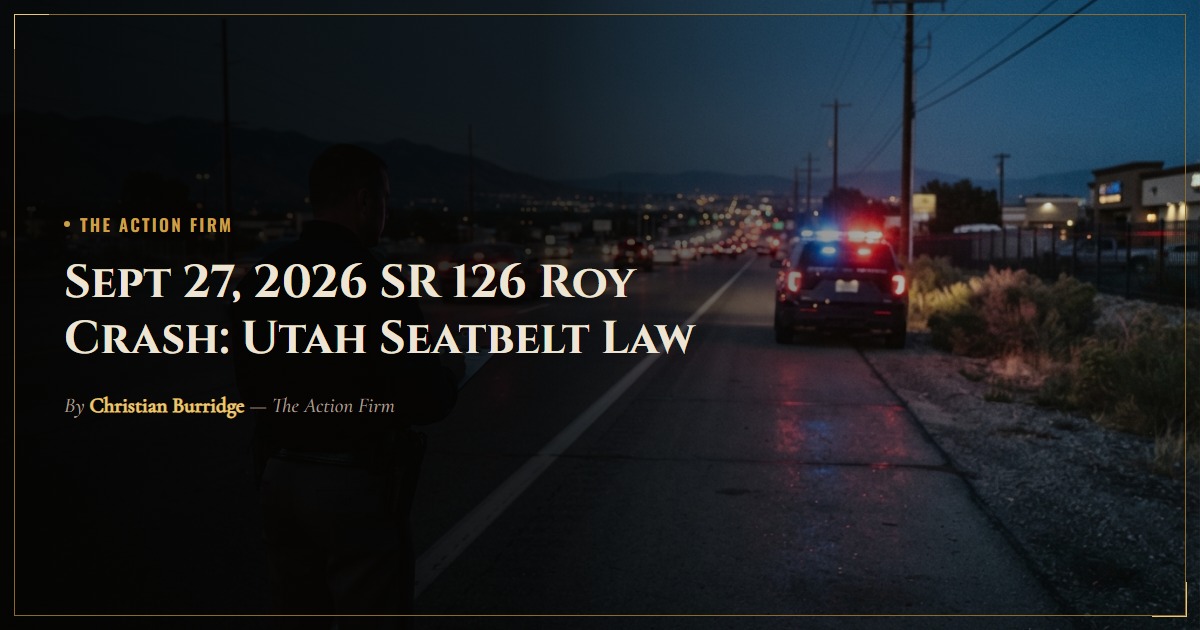 Sept 27, 2026 SR 126 Roy Crash: Utah Seatbelt Law