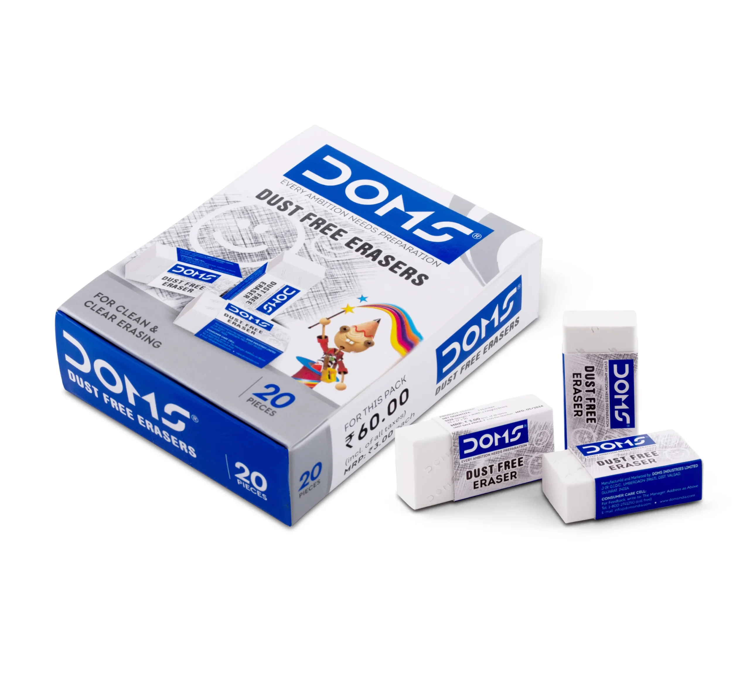 DOMS DUST FREE ERASER-PACK OF 20