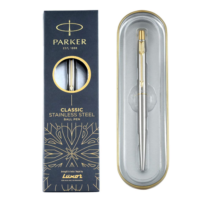 Parker Classic Stainless Steel Blue Ball Pen GT