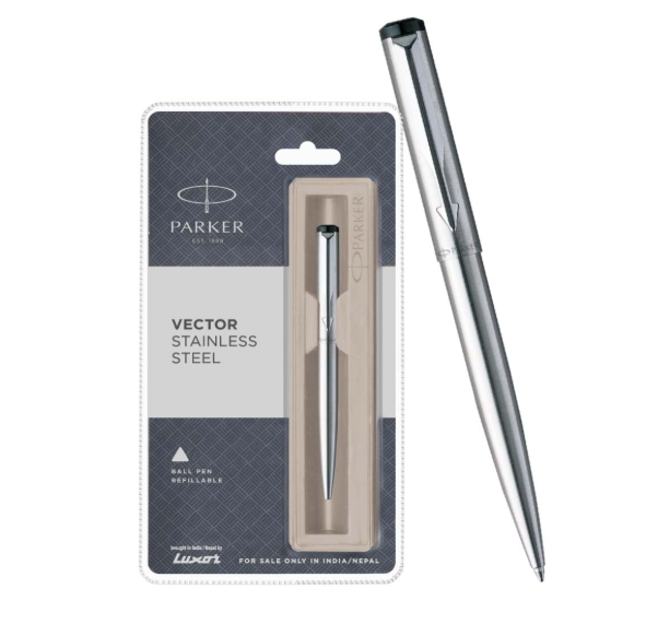 Parker Vector Stainless Steel Blue Ball Pen CT