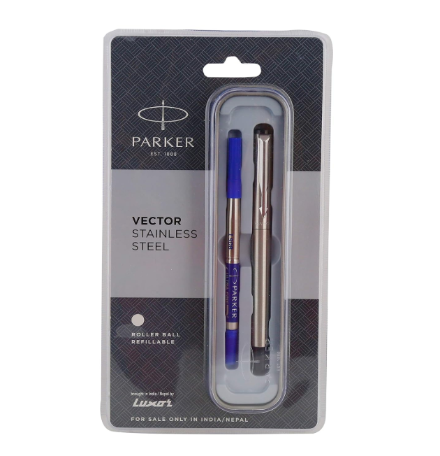 Parker Vector Stainless Steel Blue Roller Ball Pen CT