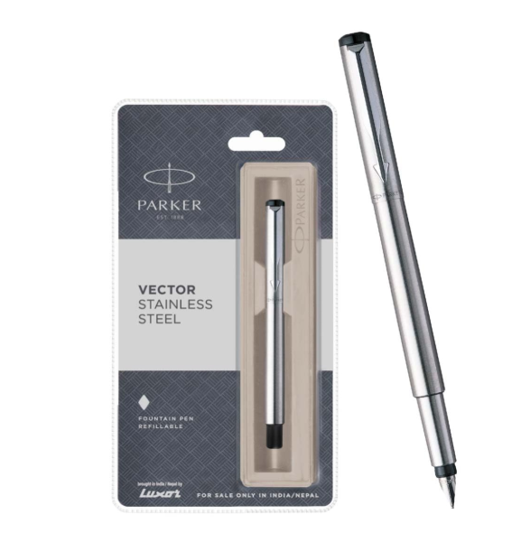 Parker Vector Stainless Steel Blue Fountain Pen CT