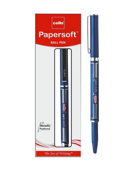 Cello Papersoft Ball Pen | Blue Pen | Pack of 5