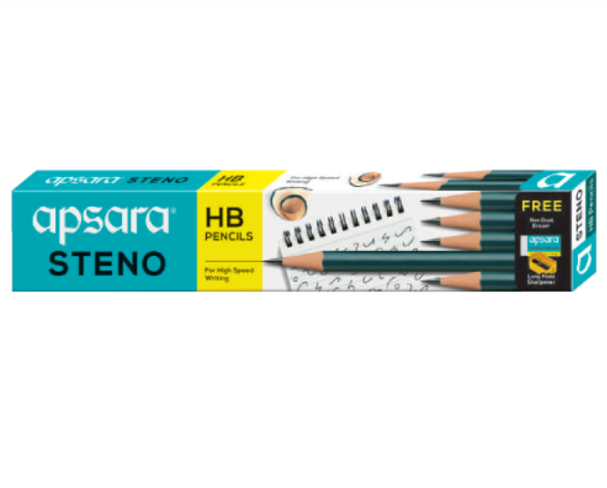 Apsara Steno Pencils | Pack of 10 | Include Eraser and Sharpener